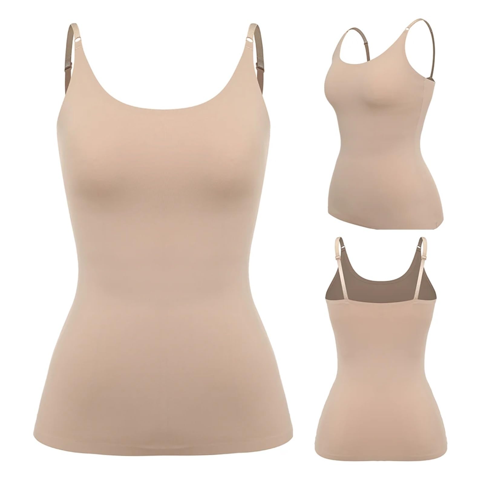 Camiseta Reductora Mujer Camisola Moldeadora de Abdomen for Mujer, Camiseta sin Mangas Moldeadora, Ropa Interior Adelgazante, Chaleco Moldeador de compresión Sexy(Beige,L)