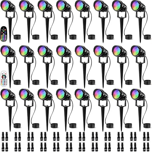 SUNVIE 24-Count RGBW Landscape LED Lights with Remote