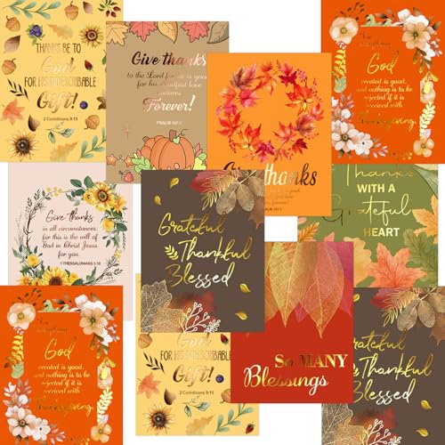 WorldBazaar Thanksgiving Greeting Cards Religious Cards with Bible Verses Envelopes
