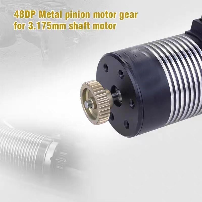 Bürstenloser Motor Motorritzel,Zahnräder,Motorritzelzahnrad 2 Stück 48DP Motorritzel Langlebiges 15T30T Ritzelmotor-Getriebe-Kombiset for 1/10 Rc-Auto 3,175-mm-Wellenmotor gebürsteter bürstenloser Mot
