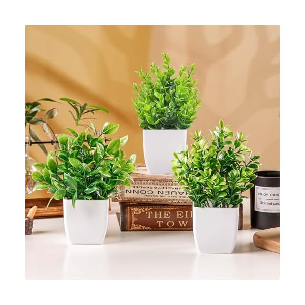 Der rose 4 pack small fake plants artificial plants indoor office desk accessories for aesthetic room decor bathroom decor  urban country home decor
