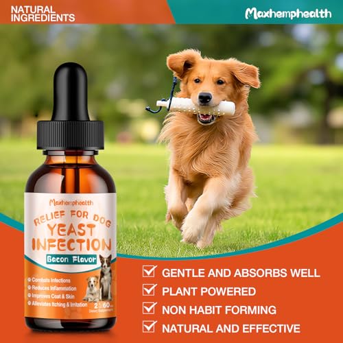 Yeast Infection Treatment for Dogs - Natural Yeast Relief for Dogs - Anti-Yeast Drops for Itchy Ears, Paws & Skin Allergy Relief, Herbal Supplement for Dog, 2 FL OZ Bacon Flavor — view 2