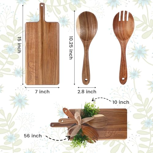 Set de Utensilios de Madera con Tabla de Cortar, Tenedor y Cuchara para Ensalada miniatura 2