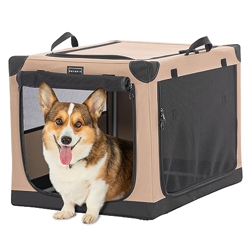 Petsfit Box pieghevole per cani per la casa, rivestimento in tessuto regolabile con tubo a spirale, trasportino per cani di taglia grande, facile da riporre