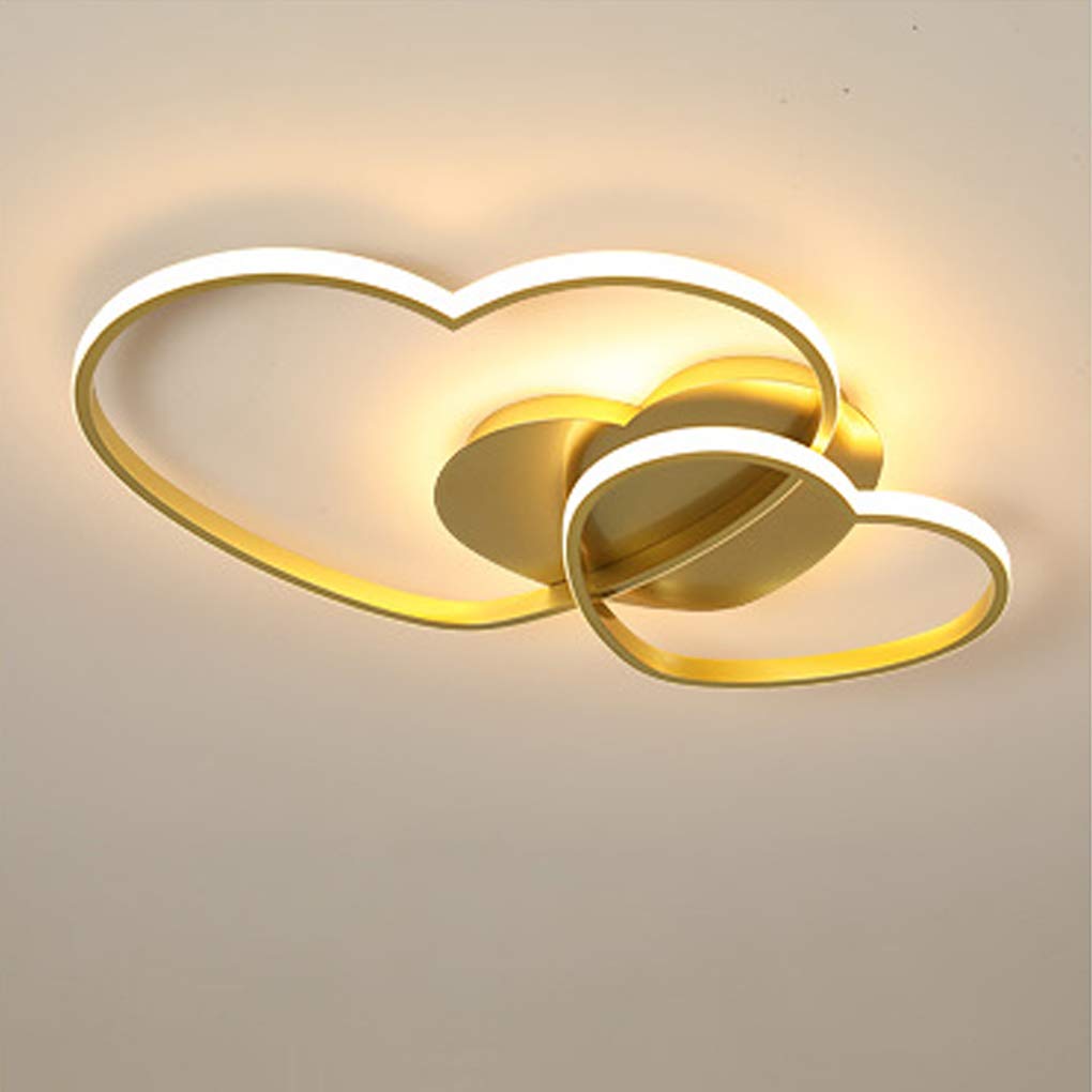 EFPD LED Heart-to-Heart Acrylic Ceiling lamp Creative Heart-Shaped Design Chandelier dimmable 3000K~6000K (Gold)