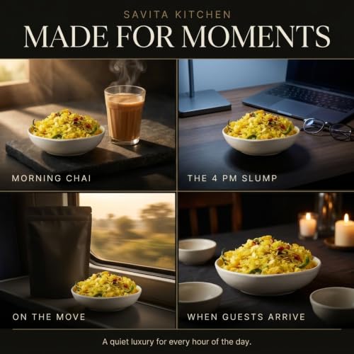 Image of Savita Kitchen Chura Chivda Namkeen 250g | Roasted Poha Chiwda Mixture with Peanuts, Curry Leaves & Green Chilli | Made in Mustard Oil | No Palm Oil, No Preservatives | Small Batch Tea Time Snack