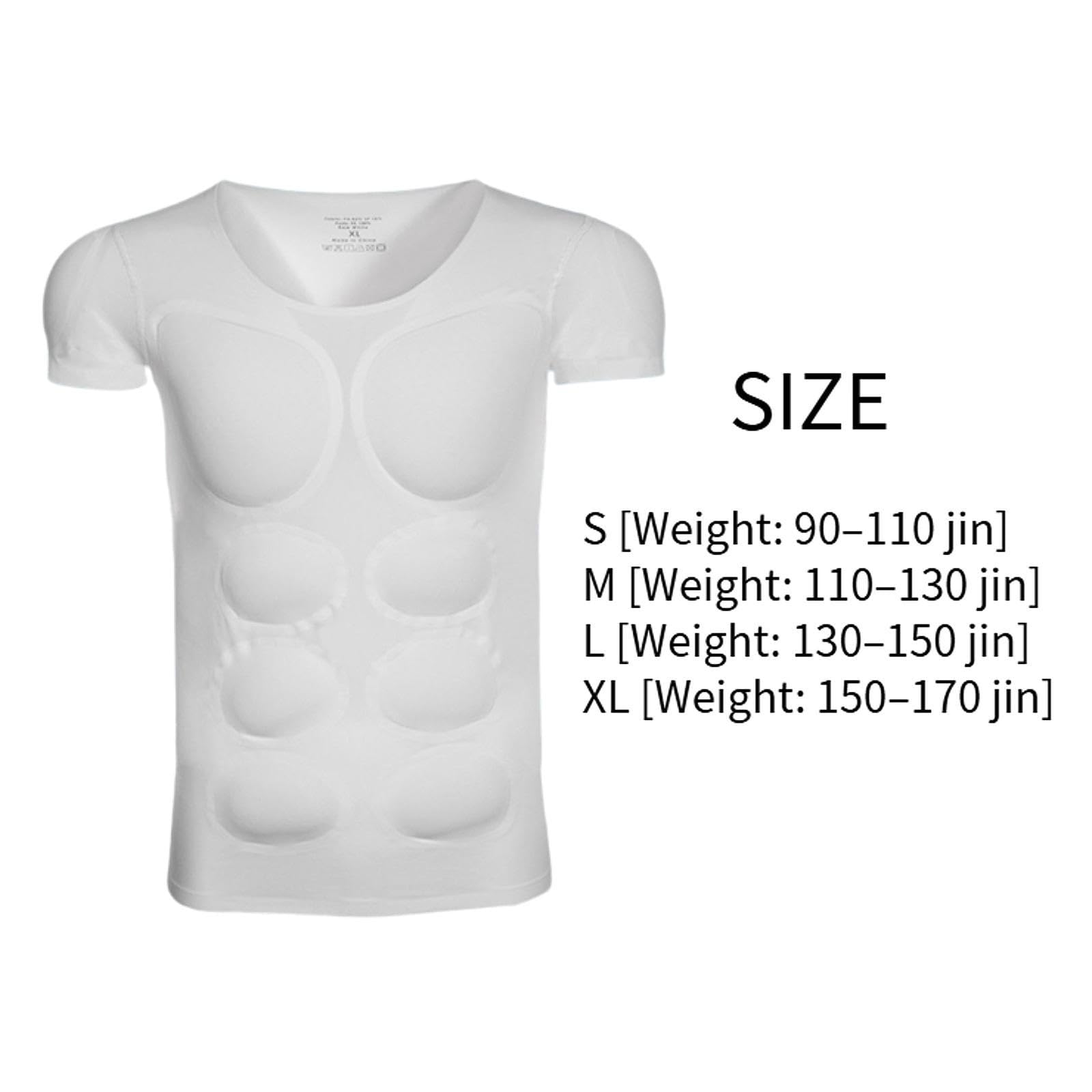 Milageto Camiseta con músculos falsos para hombre, divertida camiseta con músculos acolchados para interiores y exteriores, Abdominales de Manga Corta, S