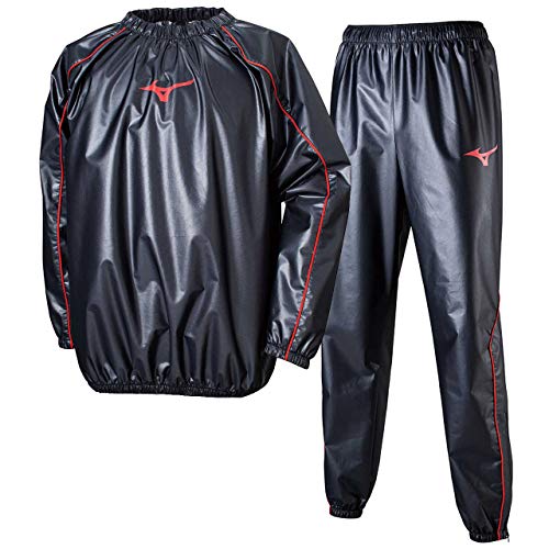 ミズノ(MIZUNO) 汗出し ウィンドブレーカーシャツ＆ロングパンツ上下セット（ブラックチャイニーズレッド） 32ME9125-09-32MF9125-09 S