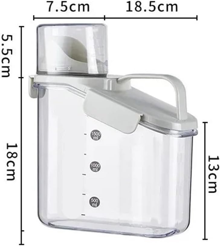 Grain Storage Tank 1500ML Cereal Box with Measuring Cup,Compatible For Food Bean Sealed Kitchen Dispenser Bottle(Green)