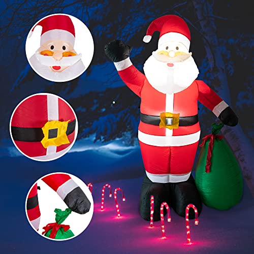 Wesome Lighting 6FT Christmas Inflatable Santa Outdoor Decoration, LED Lighted Santa Claus with Gift Bag, Bright White LED Lights, PVC Material, Easy Setup, Santa Claus Color - Image 2
