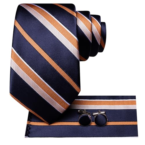 Image of Hi-Tie Men 63inches Tie Set Extra Long Necktie Paisley Tie Pocket Suqare Cufflinks Big and Tall Men Tie