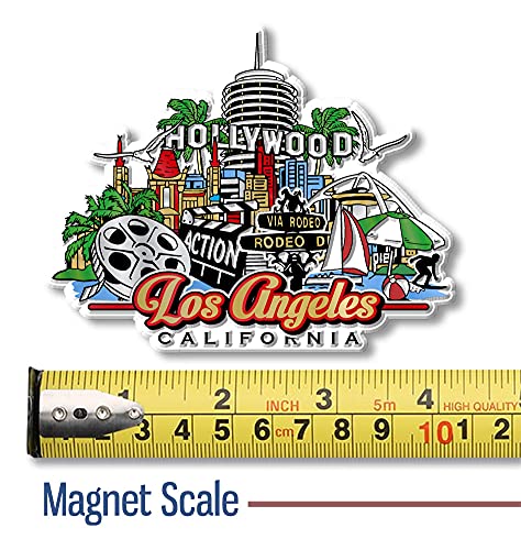 Los Angeles City Magnet by Classic Magnets, 3D Rubber Vintage-Style Collectible Souvenirs and Gifts Made in The USA, 4.1" x 3.2"