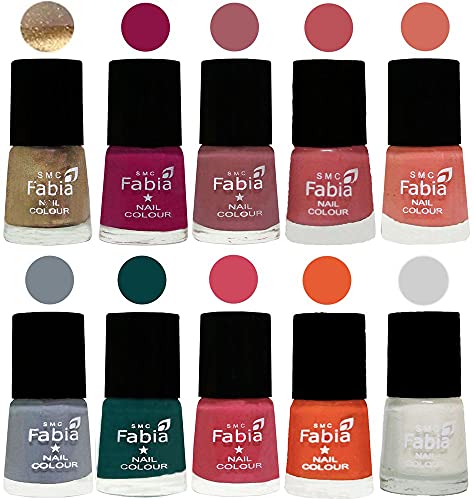Image of ALL IN ONE (PACK OF 10), Long Lasting Glossy Nail Polish, 6 ml Each, All Vibrant Colours,01940