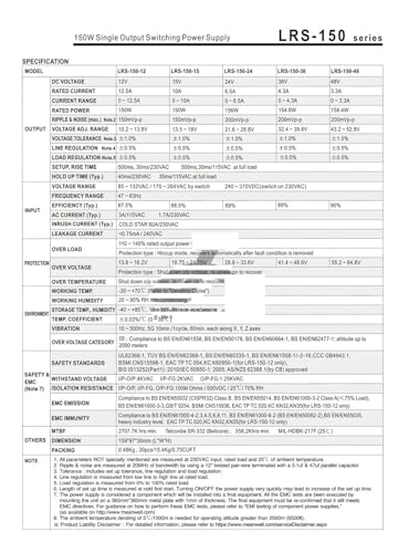 Alimentation à découpage LRS-150-48 transformateur tension continue 48V - 3