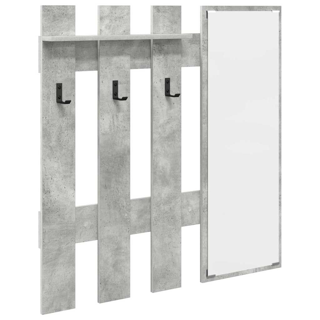 Appendiabiti da Parete Grigio Cemento in Legno 100x10x100 cm | Pannello attaccapanni moderno con ripiani a vista per ingresso e corridoio. Soluzione salvaspazio grigio cemento.