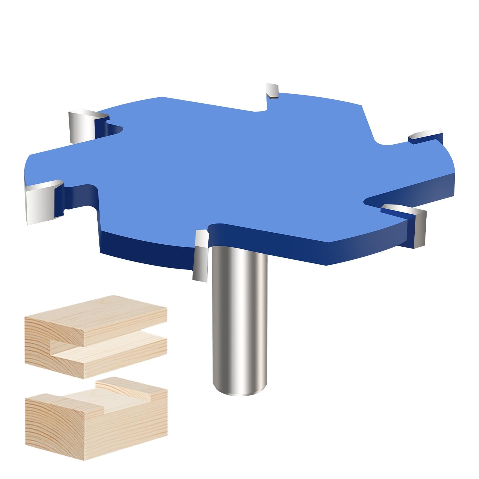 Vearter CNC Spoilboard Surfacing Router Bit, 1/2 Inch Shank Slab Flattening Router Bit, 6Wings Carbide Rabbet Slot Cutter for Woodworking, Wood