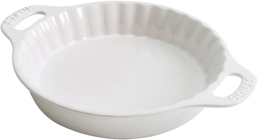 STAUB Ceramic Bakeware-Pie-Pans Dish, 9-inch, White