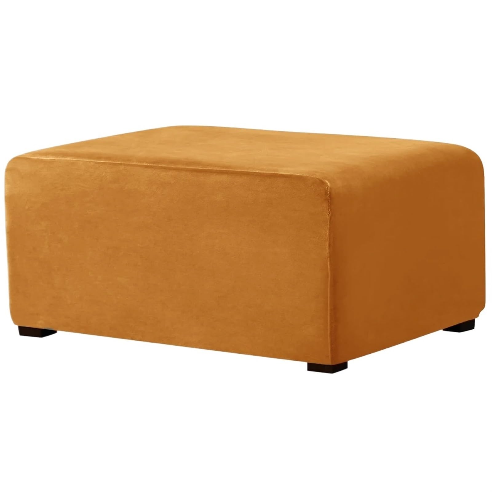 Footstool Puf Cover Fundas de Almacenamiento Plegables y elásticas rectangulares Terciopelo 4 tamaños for reposapiés otomano Lavables extraíbles para Sala Dormitorio(Orange,XL)