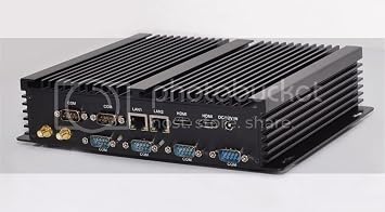 New mini Haswell i5 4200U Industrial PC IPC Mini PC Fanless PC with Dual Lan GbE 4G RAM 60G SSD Support Linux/windows 6 COM 8 USB USB3.0 VGA HDMI Rich IO, Black Aluminum, mini nic