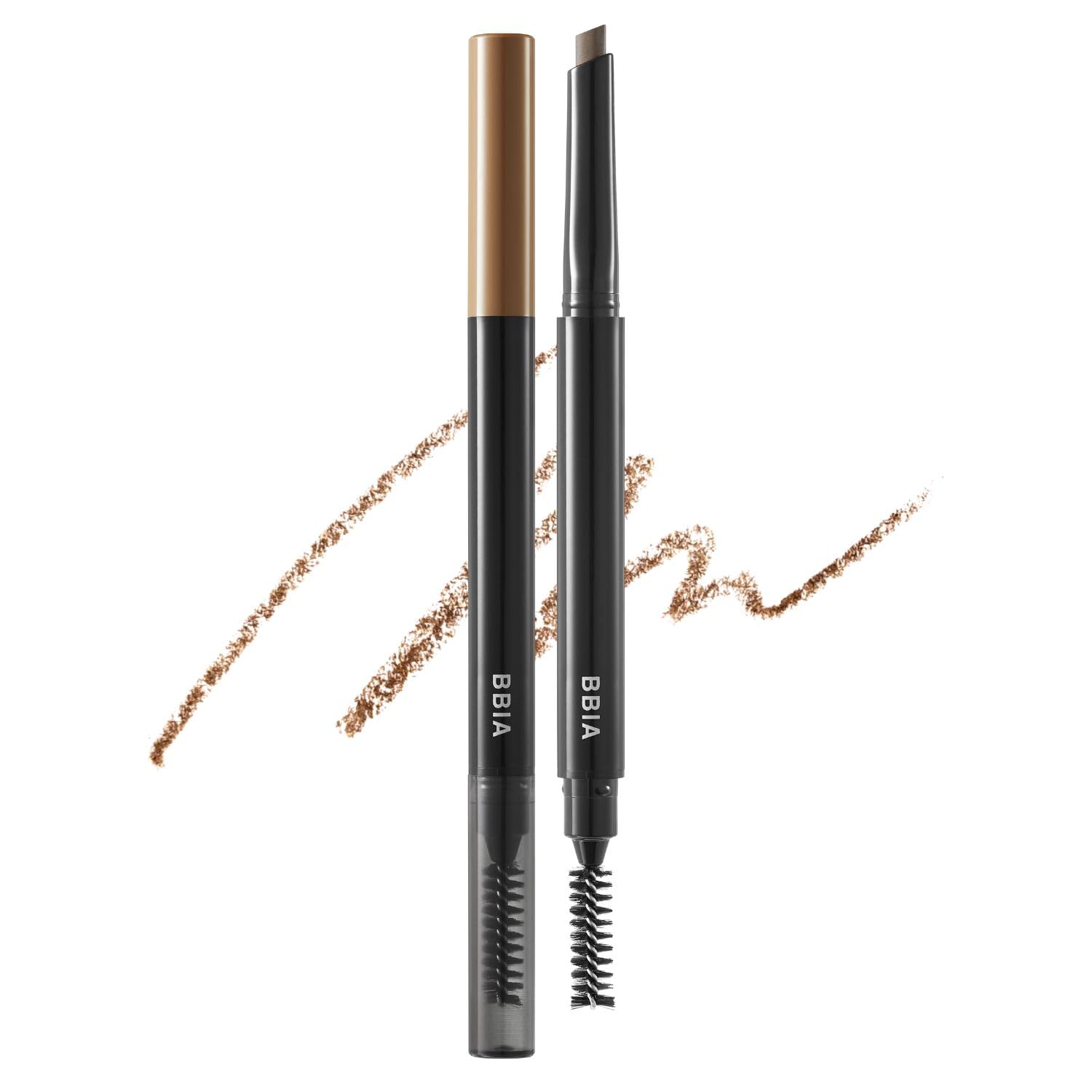 BBIA Last Auto Eyebrow Pencil 5 Colors – No Sebum Brow Definer Retractable Pencil with Dual-Sided Brush Waterproof Longlasting Shape & Define & Fill Eye Brow Vegan Korean Makeup (05 WALNUT BROWN R)