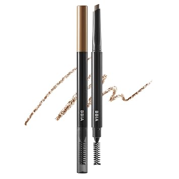 BBIA Last Auto Eyebrow Pencil 5 Colors No Sebum Brow Definer Retractable Pencil with Dual-Sided Brush Waterproof Longlasting Shape & Define & Fill Eye Brow Vegan Korean Makeup 05 WALNUT BROWN R