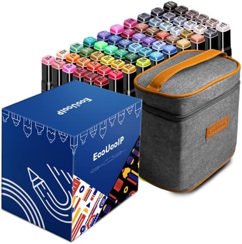 EooUooIP 60 Colours Graphic Marker Pens Set Permanent Art Marker Pens Drawing Pens for Artists with Dual Tips, Perfect for Colouring, Highlight
