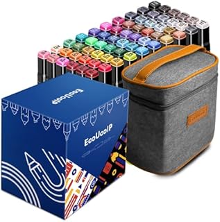 EooUooIP 60 Colours Graphic Marker Pens Set Permanent Art Marker Pens Drawing Pens for Artists with Dual Tips, Perfect for Colouring, Highlight