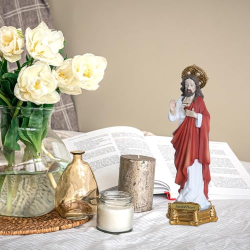 Estatua de Jesús Sagrado Corazón 8.8 pulg para decoración interior miniatura 7
