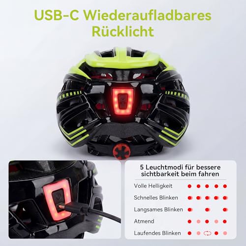 RLQA Fahrradhelm Herren Damen, MTB/Rennrad Helm mit Abnehmbarer Magnetischer Visier & Brille, Radhelm mit 24 Luftungsschlitzea… – Ansicht 5