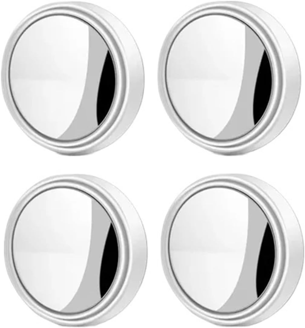 4Pcs 360° Degree Adjustable Blind Spot Mirror Car Auxiliary Rearview(White 1set)