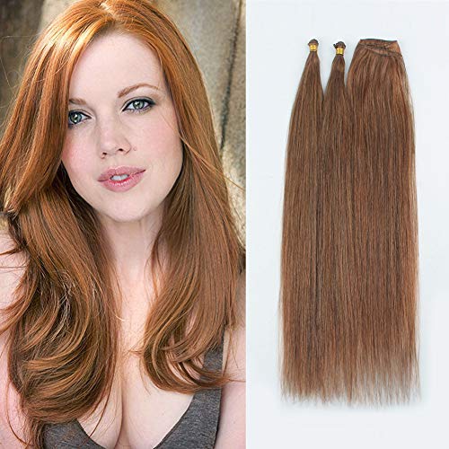 ABH AMAZINGBEAUTY HAIR Sew in Hand Tied Weft Hair Extensions, Remy Human Hair, Light Auburn Color 30, 50 Gram, 20 Inch