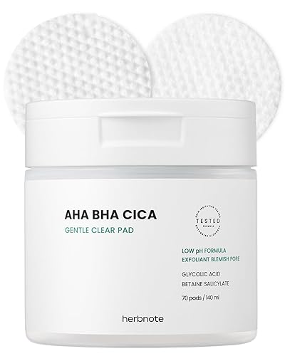 HERBNOTE AHA BHA Cica Soft Clear Pad - Almohadilla exfoliante facial para el cuidado de las células muertas, equilibrio de pH y control de sebo, HERBNOTE AHA BHA Cica Soft Clear Pad - Almohadilla exfoliante facial para el cuidado de las células muertas, equilibrio de pH y control de sebo,