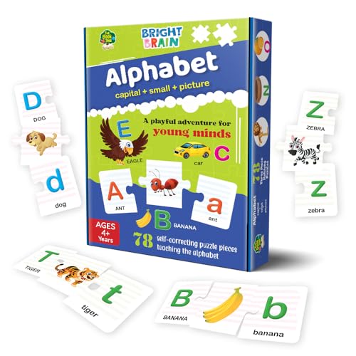 Image of The Book Tree Capital and Small Letter Alphabet Puzzle - 78 Piece Jigsaw Puzzle for Preschoolers, Educational Toy for Learning ABCs and Letters, Gifts for Kids Ages 3 to 6 by Majestic Book Club