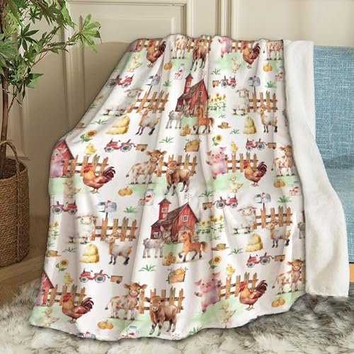 Ottoy Farm Animals Blanket Gifts Plush Fuzzy Cozy Soft Lightweight Blankets for Couch Air-Conditioning Quilts Decor Blanket for Chirstmas Gifts 120