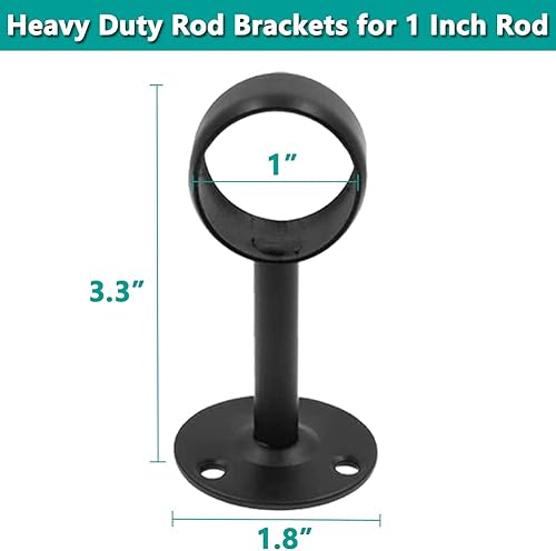 Miniatura 2 de AYSUM Paquete de 10 soportes de barra de cortina de 1 pulgada, soporte para barra de cortina, soportes para barra de cortina de ducha para barra de