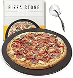 Pizzastein, 38,1 cm Keramik-Backsteine für den Backofen – Antihaftbeschichtung, keine Flecken, Pfanne & Cutter Set für Gas, BBQ & Grill – Küchenzubehör & Einweihungsgeschenke