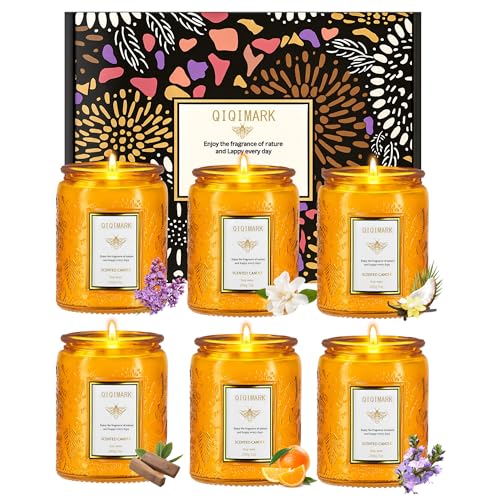 Mother’s Day Candles Gift Set for Mom, Natural Soy Wax Scented Jar Candles 6-Pack, Aromatherapy Candles for Home, 42oz 300 Hours Long Lasting, Gifts for Women
