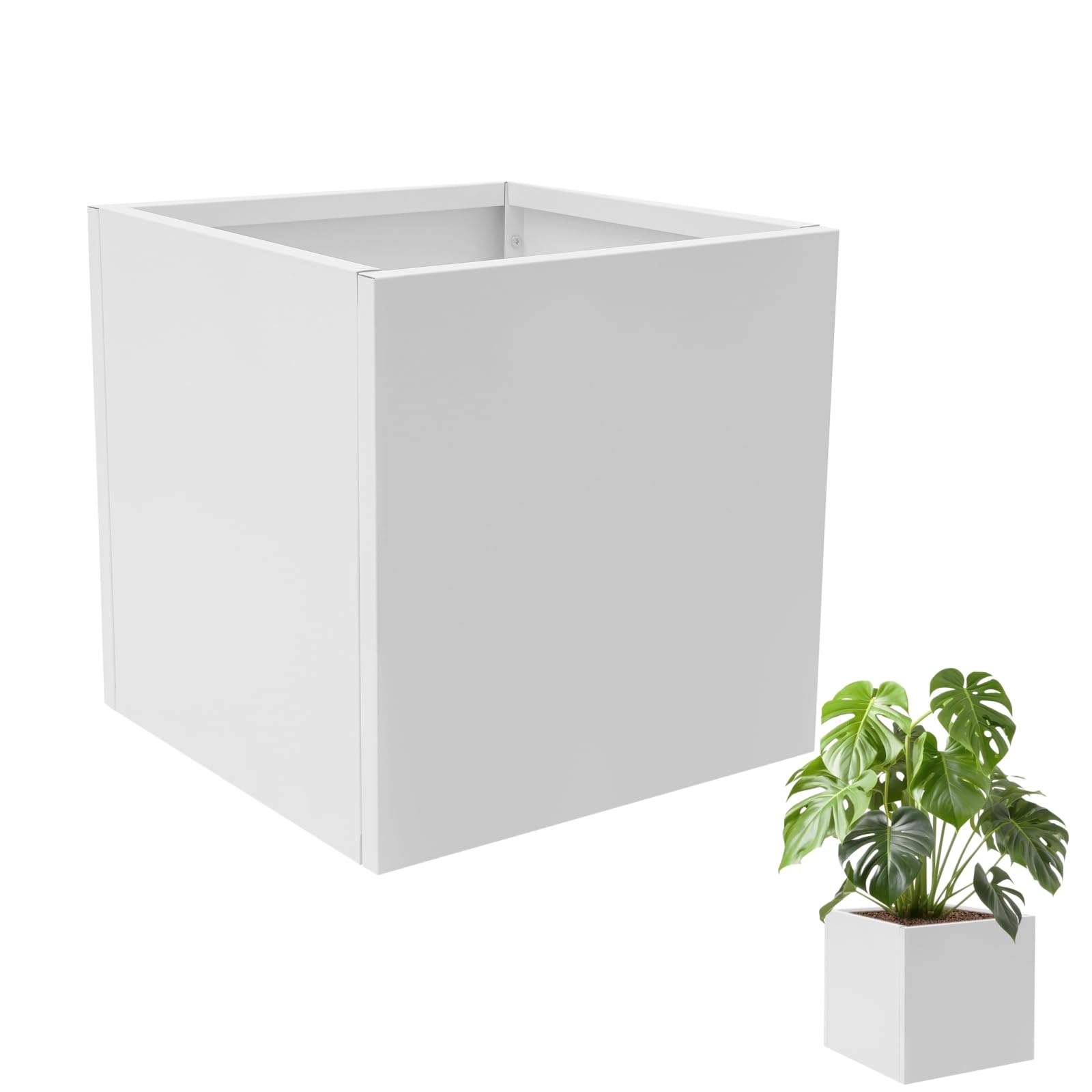 Titunjian Cube Planter Box Steel Square Indoor Outdoor Planters Large Plant Pot Heavy Duty Flower Pot for Patio, Deck, Yard, Garden, All-Weather