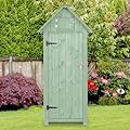 FairOnly Outdoor Shed Storage Cabinet, Garden Wooden Sheds, Outside Storage Cabinet Weather Proof with Floor, Fir Wood Tool Organizer with Door and Shelves for Backyard, Hallway (Green)