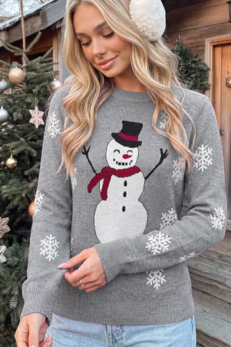 Image of Arach&Cloz Women's Wool Blend Classic Crew Neck Casual Fall Sweaters