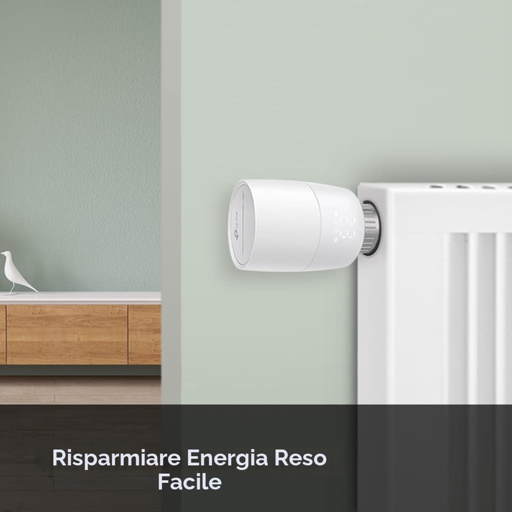 TP-Link Kasa, valvola termostato intelligente per radiatore, valvola intelligente per radiatore, risparmio energetico, display a LED, programma TRV, funziona con Alexa e Google Home, facile