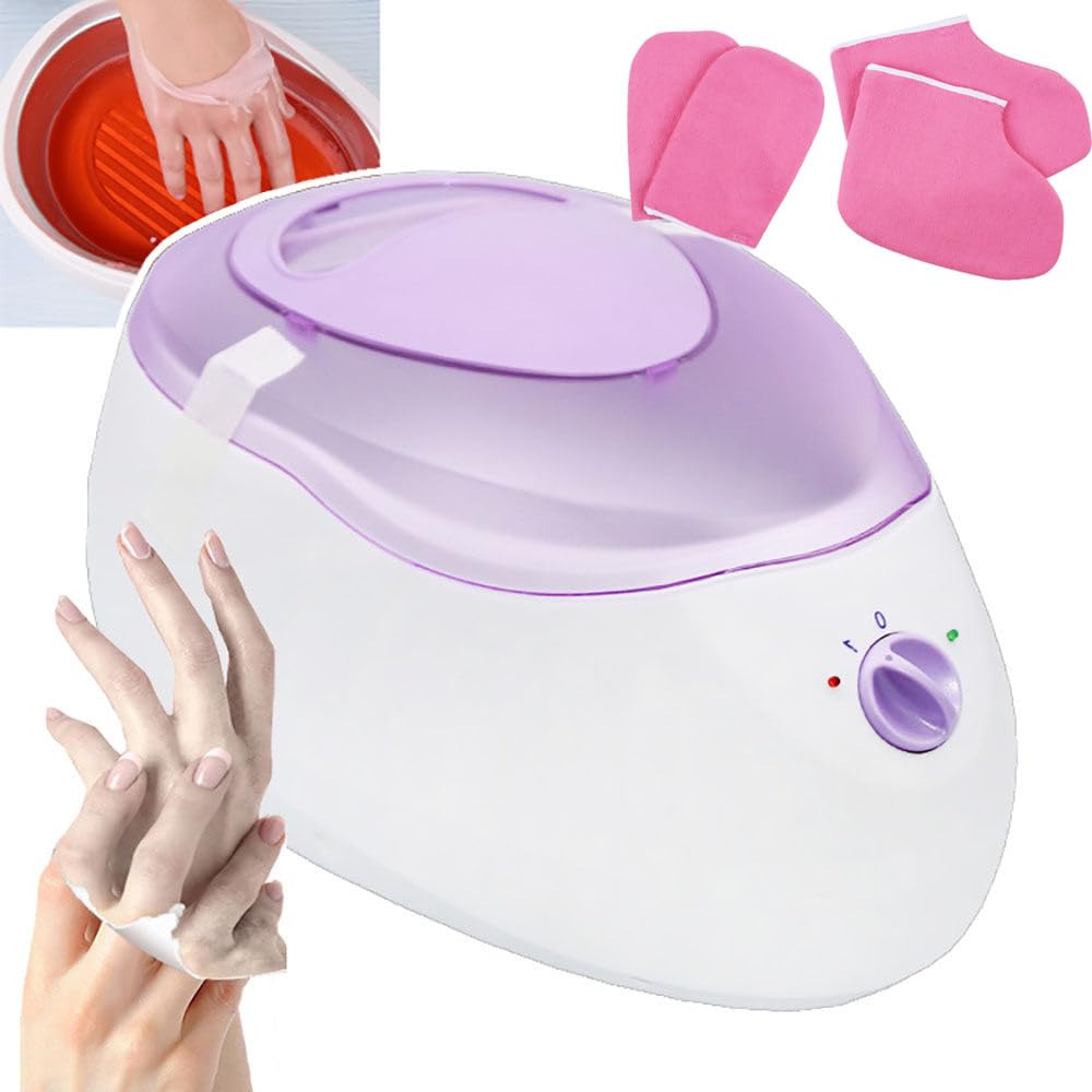 Baños de Parafina de 200W 3L con Escudo Térmico, Baño de Cera de Parafina para Manos y Pies, Cuida la Piel Áspera, Seca o Estresada, Para Uso Doméstico Salón de Belleza,Purple