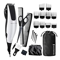 Remington High Precision Haircut Kit, HC1091AU, Corded, 23-Piece Pack Includes: Hair Clipper With Taper Lever, 10x Comb guides (3-25MM), Scissors, Styling Combs, and Sectioning Clips - Silver