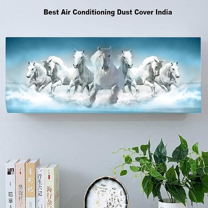 Image of Polyester Printed Air Conditioning Dust Cover Folding Designer Ac Cover For Indoor Split Ac 1.5 Ton (97X 31X 21 Cm ) (7 Horse)
