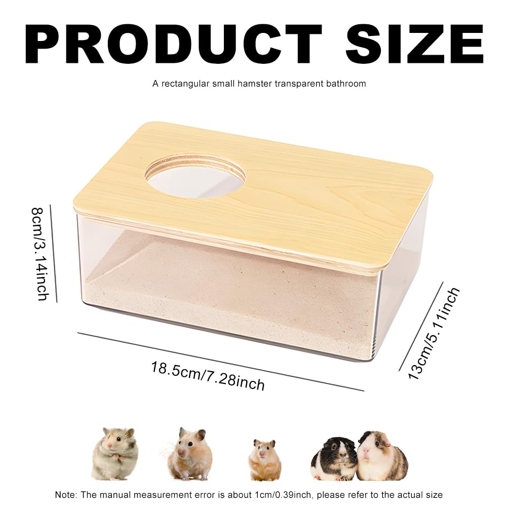 PLUSHCEWT Hamster Sand Bath Container,Pet Hamster Sand Bathroom,Hamster Sand Bath Box,Sand Bathroom for Syrian Hamster,for Mice Lemming Gerbils (Rectangle) - Image 2