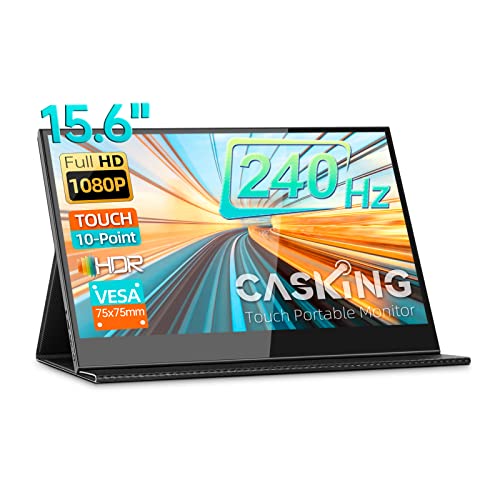 Casking 240Hz Portable Gaming Monitor, 15.6-Inch Fhd 1080P,High Refresh Rate Gaming Portable Monitor Touchscreen, Hdmi Usb C Portable Monitor For Ps5 Xbox Switch, Smart Case, Vesa Mount (T4 Game) #TOP25