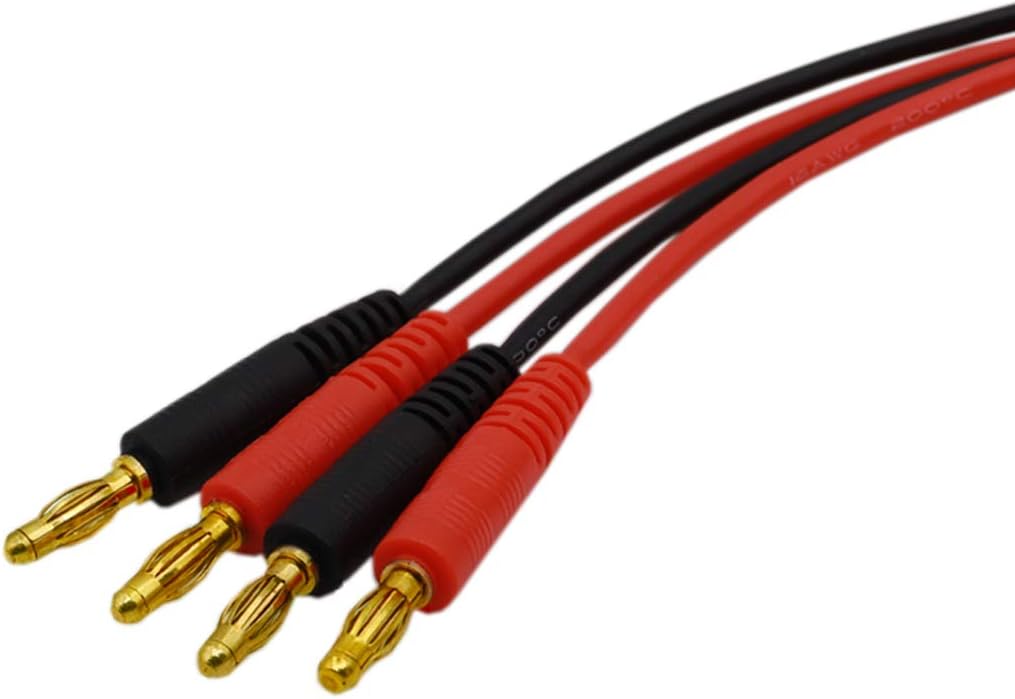 2PCS XT30 Plug to 4.0mm Banana Plug RC Battery Balance Charge Cable Adapter Connectors Compatible with RC Car Truck Boat Lipo Battery FPV Drone (16AWG 30cm)