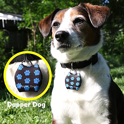 Image of Dapper Dog - Dog Tag Silencer with Tag Ring (Black with Dark Blue Paw Prints)