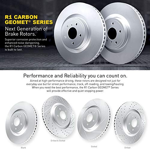 Image of R1 Concepts Front Brake Kit Fits 2014-2020 Maserati Ghibli | Optimum Oep Pads, Blank Rotors| Hardware| 13.6 inch Front