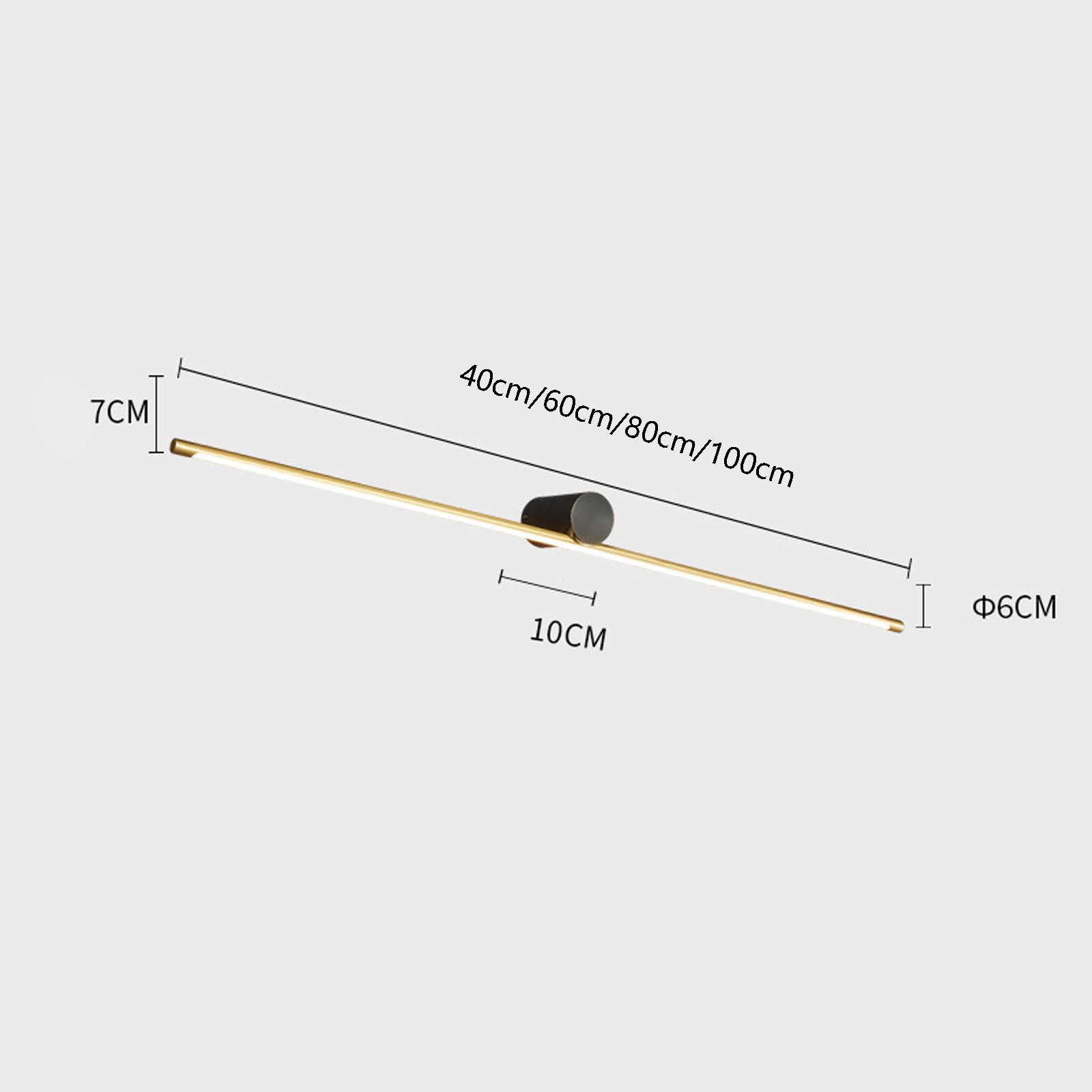 LED Spiegelleuchte Bad Wandleuchte Dimmbar 2700K/4500K/6500K Wandlampe Wasserdichte Wandbeleuchtung Modern Indoor Wandleuchten Lange für Schlafzimmer Wohnzimmer Arbeitszimmer (Schwarze Gold,100cm)